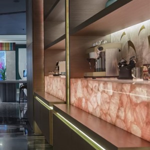 Gül kristal kuvars oturma odası tasarımı