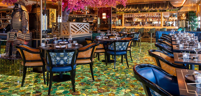 The Ivy Asia Restaurant Green Agate Backlit Floor