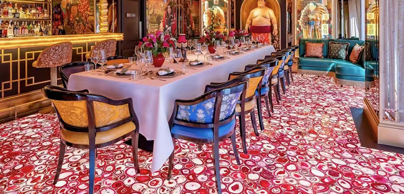 The Ivy Asia Restaurant Pink Agate Backlit Floor